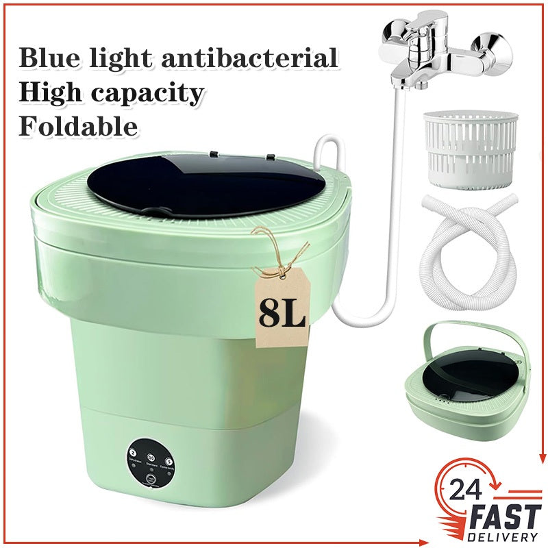 8L Foldable Washing Machine Portable Electronic Mini Washing Machine with drain basket