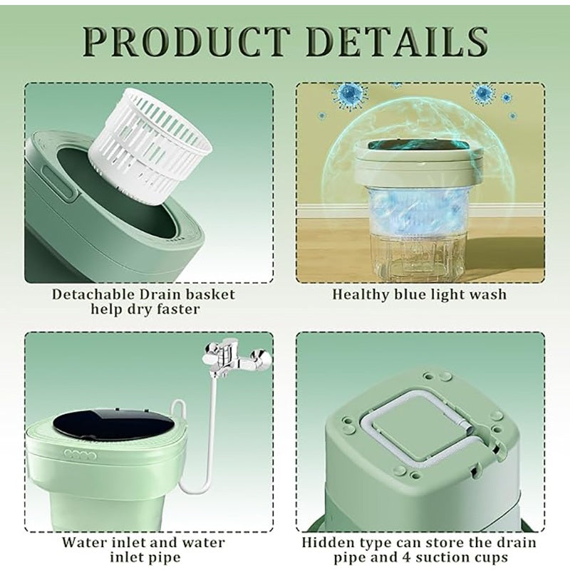 8L Foldable Washing Machine Portable Electronic Mini Washing Machine with drain basket